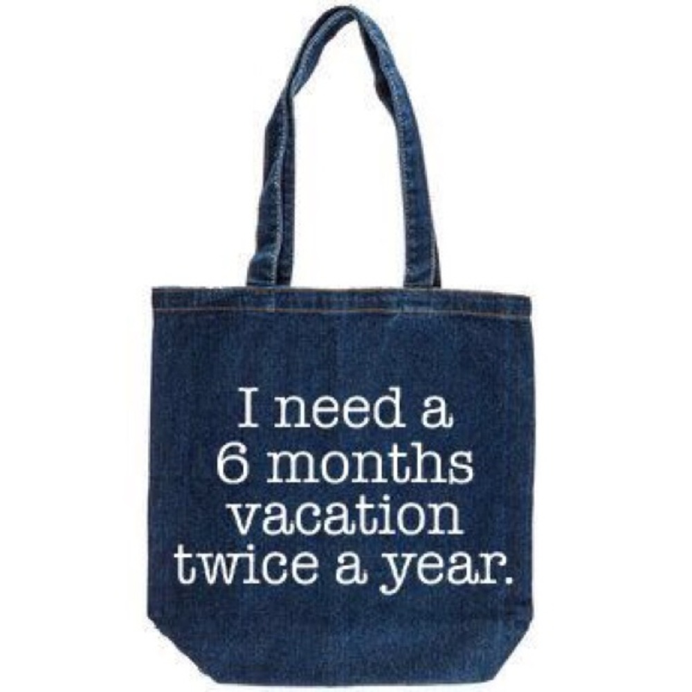 Book Bag Blue Dark Denim Tote Reusable Shopping To
